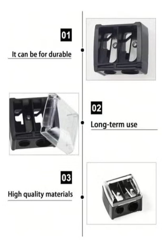 براية مكياج مزدوجة عالية الجودة – أداة شحذ احترافية لأقلام التجميل (قد يختلف اللون) - Image 2